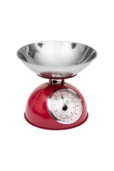 FİVE Mechanical scale with stainless steel bowl, Retro Red, 5 kg