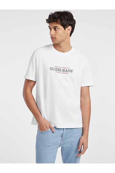 Guess Jeans Gj Ss Vn Slim American Tr Tee Men's White T-Shirt M4Yi50K8Hm0-G011