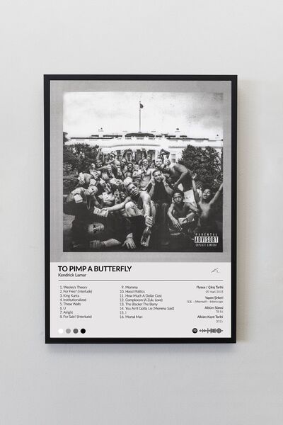 Sticksy Kendrick Lamar To Pimp A Butterfly Albümü Çerçevesiz Albüm Tasarımlı Spotify Poster