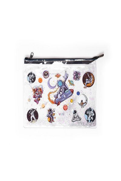 BOOK AND MORE Astronaut Patterned Water Zippered Transparent Bag