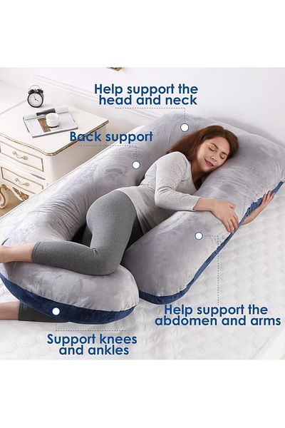 COOYA Pregnancy Pillows, 155cm Pillows, G Shape, Maternity and Pregnancy Must Haves(Blue&Grey)