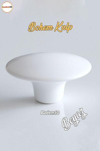 Badem10 Mâner de dulap din plastic boem, concav, culoare albă, mobilier, sertar de bucătărie, dulap, mâner