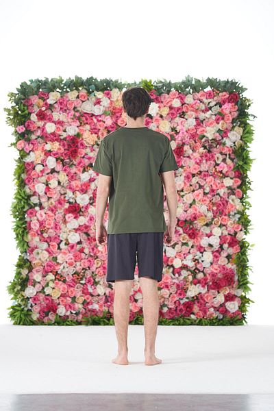 Estiva Men's Summer Strong Printed Short Sleeve Shorts Combed Cotton Pajama Set