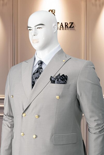 Salihtarzz Takım Elbise Erkek Battal Büyük Beden Gri SD42136
