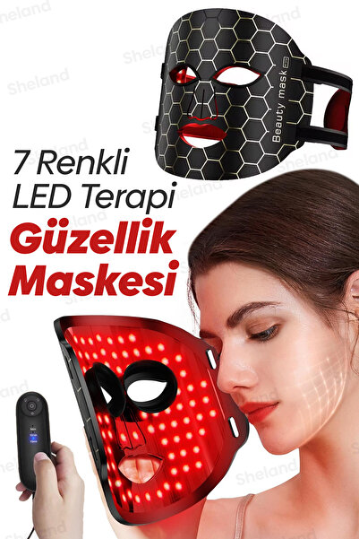 Sheland Pro Kumandalı 7 Renk Led Yüz Maskesi Esnek Silikon Yüz Şekline Göre Şekillenen Yüz Maskesi