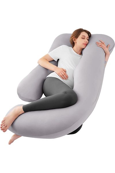 COOYA Pregnancy Pillow,U-Shaped Full Body Maternity Support Pillow,Cotton Removable Washable Velvet Cover
