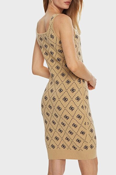 Guess SARAH 4G SL DRESS SW Γυναικείο καφέ φόρεμα W4BK98Z3JD2-FN3N