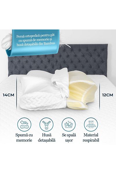 KARLLAGERFELT Karll orthopedic neck pillow, memory foam/bamboo fiber, white, 40 x 60 x 12-14 cm