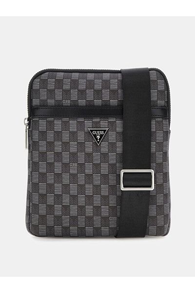 Guess Black Men's Shoulder Bag - Square Pattern, Buckle and Adjustable Strap HMJESE P4123-BLA
