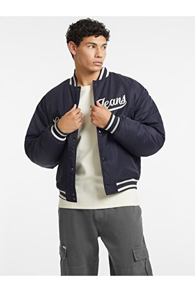 Guess Ανδρικό τζιν μπουφάν με κουμπωτά κουμπώματα σε μπλε ναυτικό χρώμα