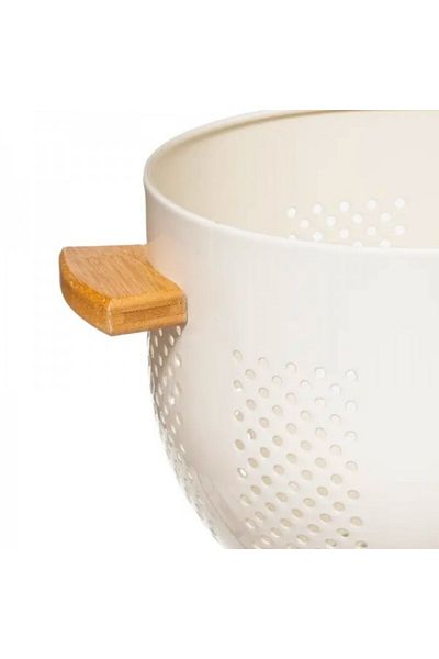 FİVE Metal colander with handles, Modern Color White, 22 cm