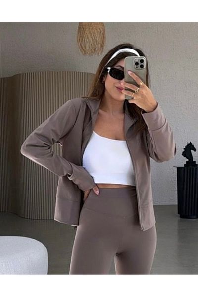 MARE BUTİK Mink Color Tracksuit Top Sports Jacket