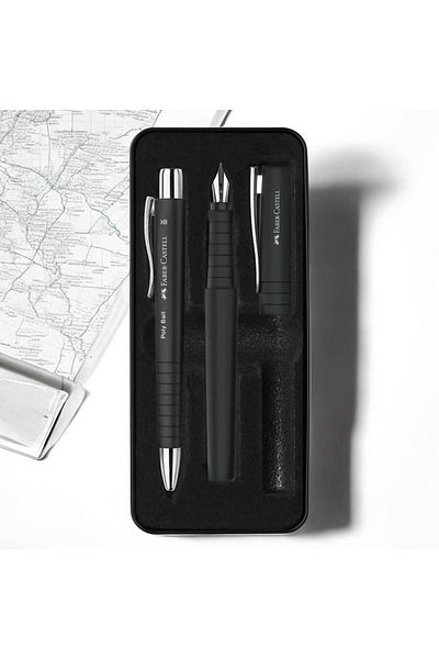 Faber Castell Set Stilou B Si Pix Xb Poly Negru Faber-castell