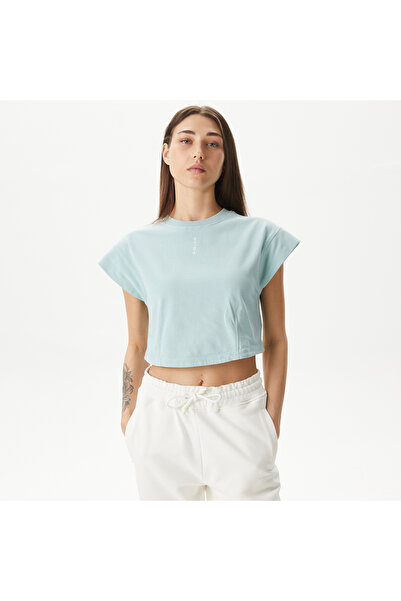 United 4 UNITED4 Kadın Mavi Crop T-Shirt