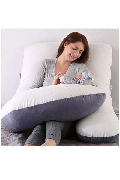 COOYA Pregnancy Pillow, G-Shape with Removable Cover,  for Pregnant Women (Grey & White)