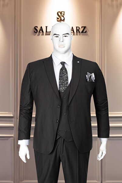 Salihtarzz Takım Elbise Erkek Battal Büyük Beden Siyah SD42142