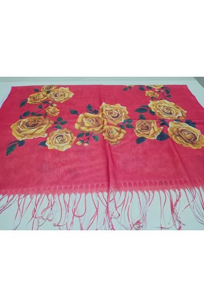 hoaryage Elegant Vivid Rose Pattern Cotton Shawl with Tassels, Prayer Cover 180X70Cm