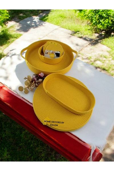 home decors by özlem 6-Person 15-Piece American Service Charger Set Wicker Basket Plate Mat Coaster