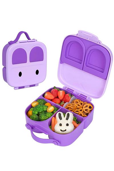 COOYA 1400ml Bento Lunch Box, 3 Compartment Leakproof Lunch Container, Sandwich Bento Box for Girls Boys