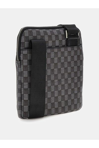 Guess Black Men's Shoulder Bag - Square Pattern, Buckle and Adjustable Strap HMJESE P4123-BLA