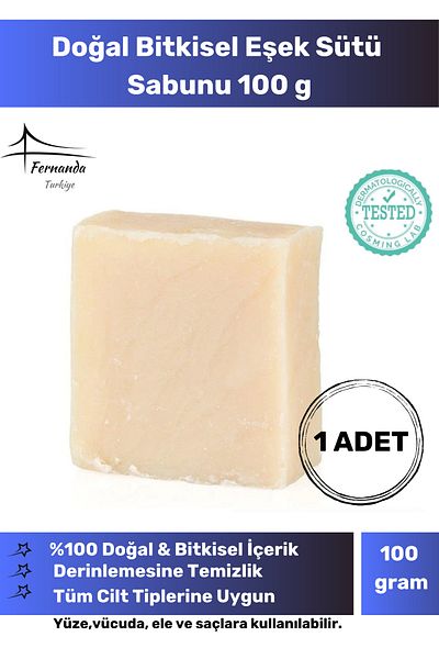 Fernanda 100% Natural Organic Donkey Milk Soap Handmade Face Body Skin Original Herbal 100 g - 1 Piece