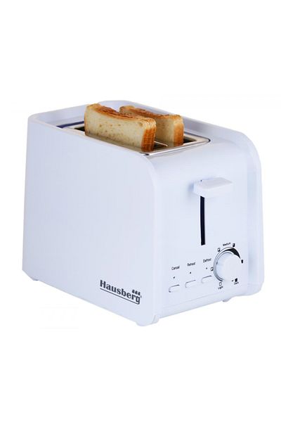 Hausberg Prajitor de paine HB-195A, 750 W, 2 felii, functie decongelare si reincalzire, 6 trepte putere, Alb