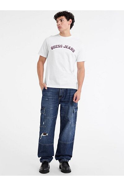 Guess Tricou alb pentru bărbați din bumbac de înaltă calitate