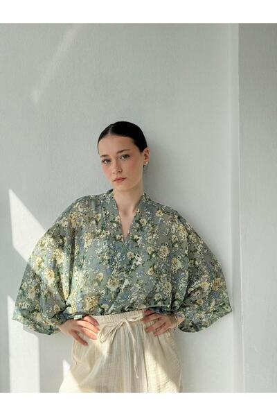 Retrobird Σχέδιο Mini Kimono Γυναικείο ανοιχτό πράσινο