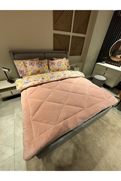 Violacasa Double Welsoft Pufidik Sleeping Set (with Elastic Sheets) Powder Flower