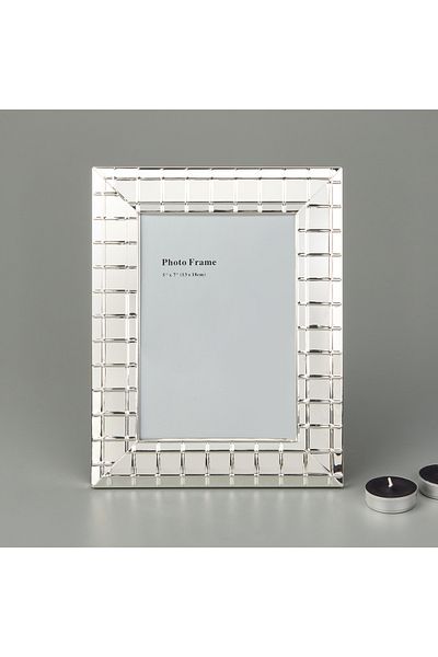 AROW Metal Checkered Photo Frame - Silver - 10X15 cm
