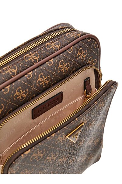 Guess MILANO TOP ZIP XBDY W FRT PCKT Erkek Kahverengi Omuz Çantası HMMILOP4260-BNH