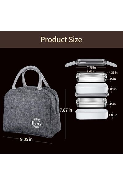 COOYA Adult Lunch Box, Leak Proof, 2 Layer, with Utensils & Bag & handle, Microwave Safe, BPA-Free