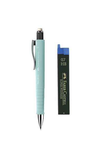 Faber Castell Faber-Castell 0.7mm Poly Matic Mechanical Pencil and a Set of Super-polymer Hb Pencil Leads Caribbean Blue