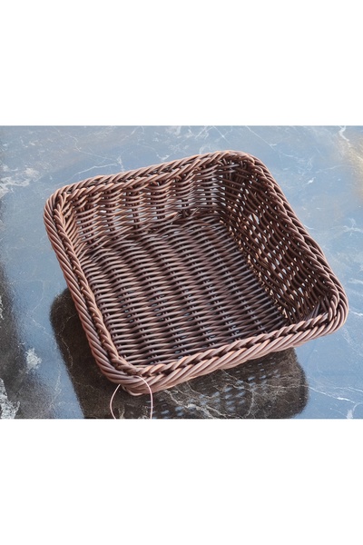 göksanmutfak Ekmeklik Örgü Desenli Kahverengi Kare Plastik 19x19x7 cm