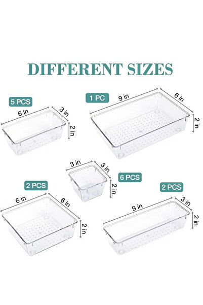 COOYA 16 Pcs Desk Drawer Organizers Trays Set for Bedroom Dresser Makeup Kitchen Office Bathroom