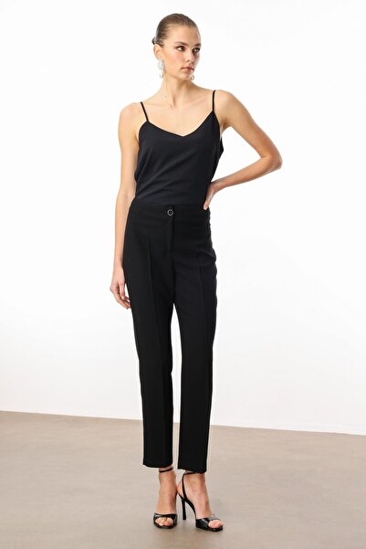 Moda İlgi High Waist Fashionable Trousers - 7913 Black