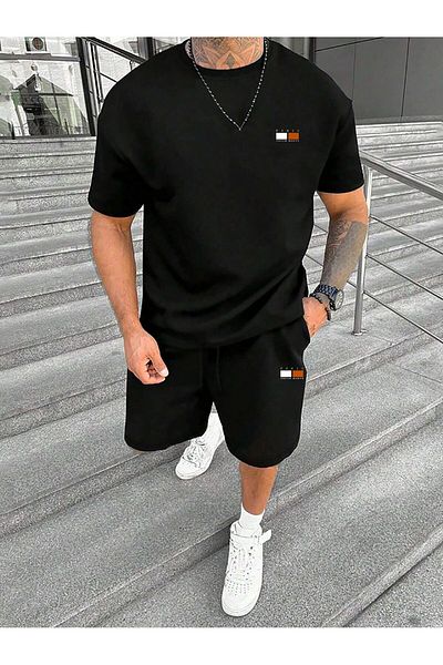 ZEMLİYA Men's Top-Bottom Tshirt Shorts Printed Set