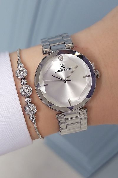 Daniel Klein Metallic Women's Wristwatch - Zircon Stone Bracelet and Bracelet Research