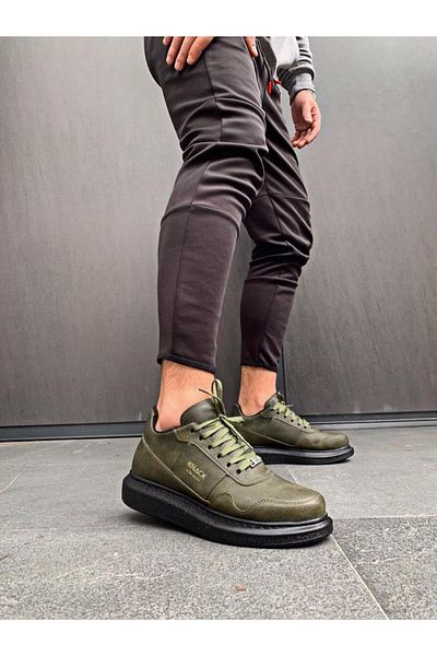 Knack High Sole Casual Shoes 040 Khaki (black Sole)