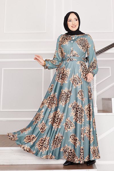 EBRUTESETTÜR Leopard Detailed Hijab Dress