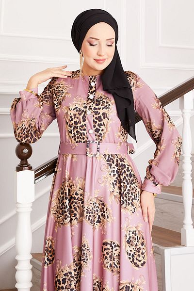 EBRUTESETTÜR Leopard Detailed Hijab Dress