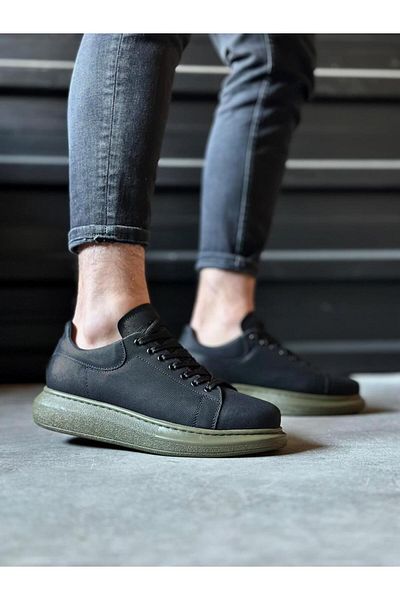 Knack Black High Sole Casual Shoes - Serrated 041