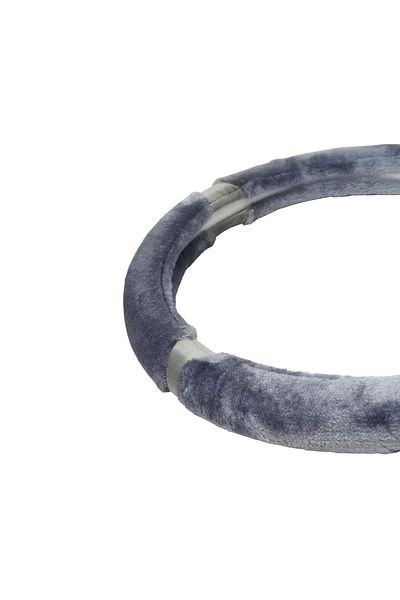 AGC Fluffy Steering Wheel Cover Smooth Fur Premium Car Steering Cover Size Medium 38cm Grey