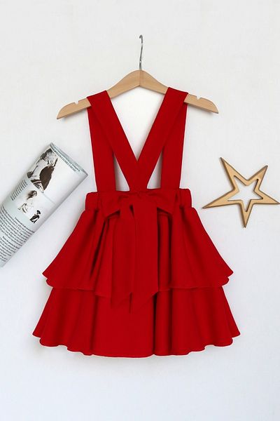 Parla Kids Rochie pentru fete Helen Red Strappy cu șireturi în straturi 23 aprilie
