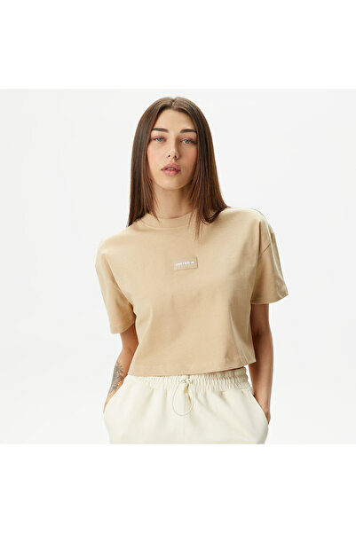 United 4 UNITED4 Kadın Krem Crop T-Shirt
