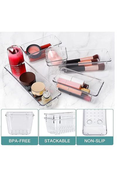 COOYA 16 Pcs Desk Drawer Organizers Trays Set  for Bedroom Dresser Makeup Kitchen Office Bathroom