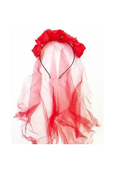 andela Halloween Crown with Red Color Rose and Veil