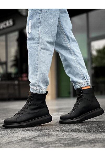 Knack Yüksek Taban Ayakkabı B-080 Siyah (Siyah Taban)