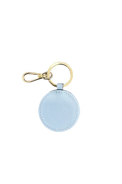 Seyahataksesuar Light Blue Round Leather Keychain