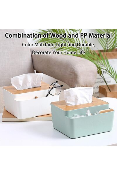 fulina Multifunctional Storage Tissue Box with Lifting Shrapnel, Nightstand Desktop Car Organizer with Remo